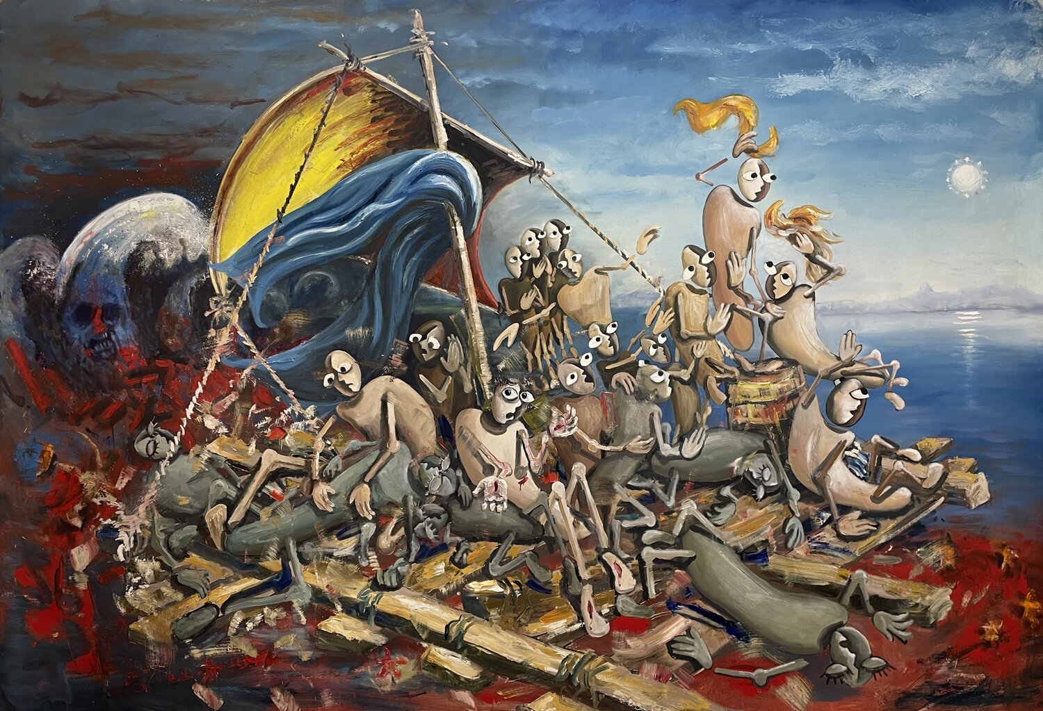A Raft of Salvation and Hope: Escape from the Red Dictatorship Mykola Babiy Original painting for sale