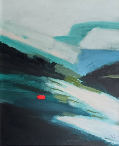 Red Stone by Konrad Zając, Painting for Sale on Select