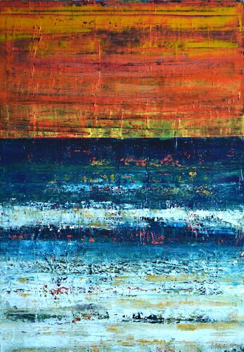 NATURE SUNSET WAVES by Dimitra Papageorgiou, Painting for Sale on Select