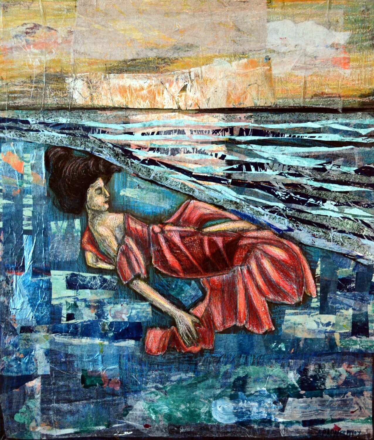 GO WITH THE FLOW Dimitra Papageorgiou Original painting for sale