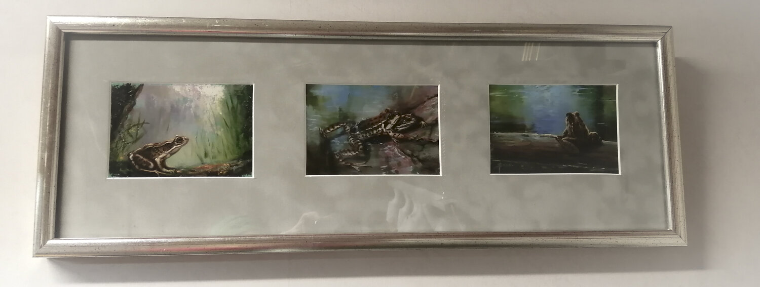 Happy frogs! Satu Helle Original painting for sale