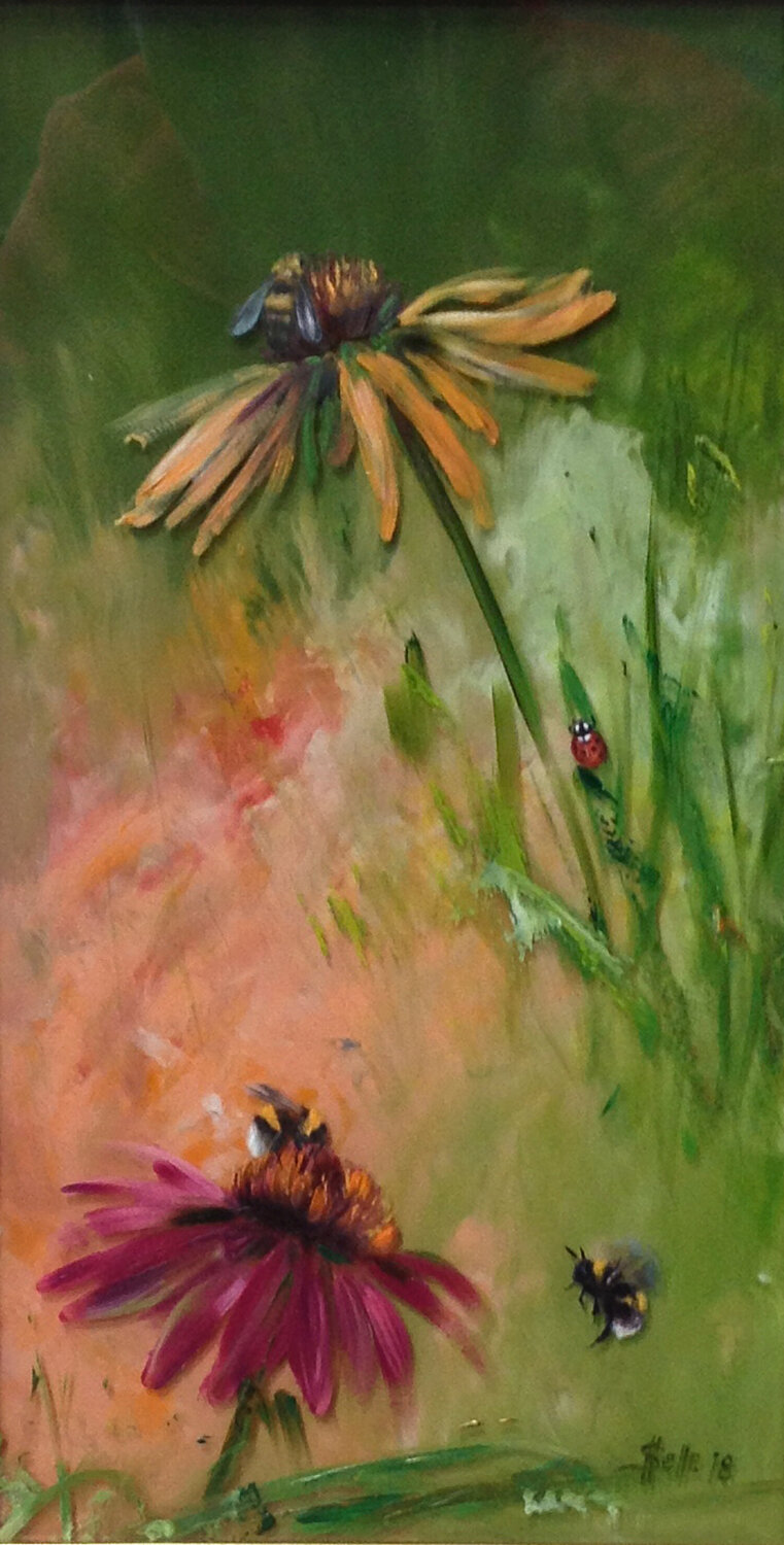 Swirling in the red hats Satu Helle Original painting for sale