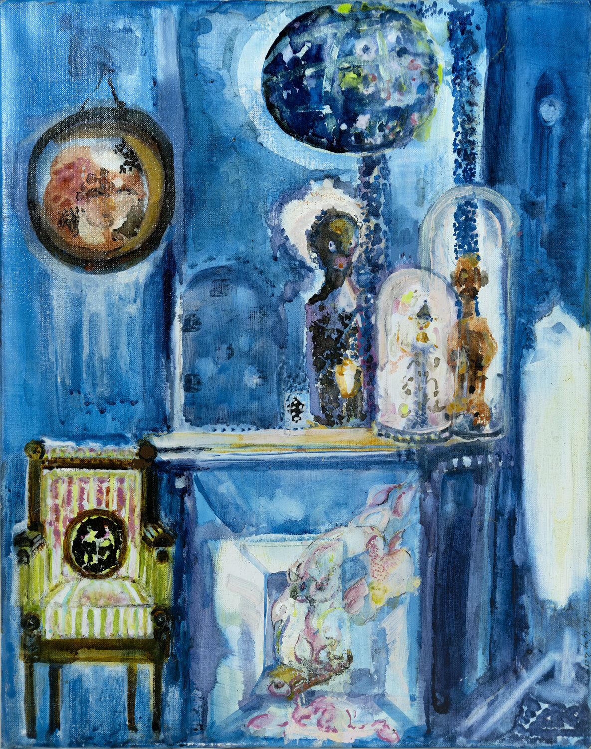"Cabinet de curiosités", 2022 Laurence LEJAY Original painting for sale