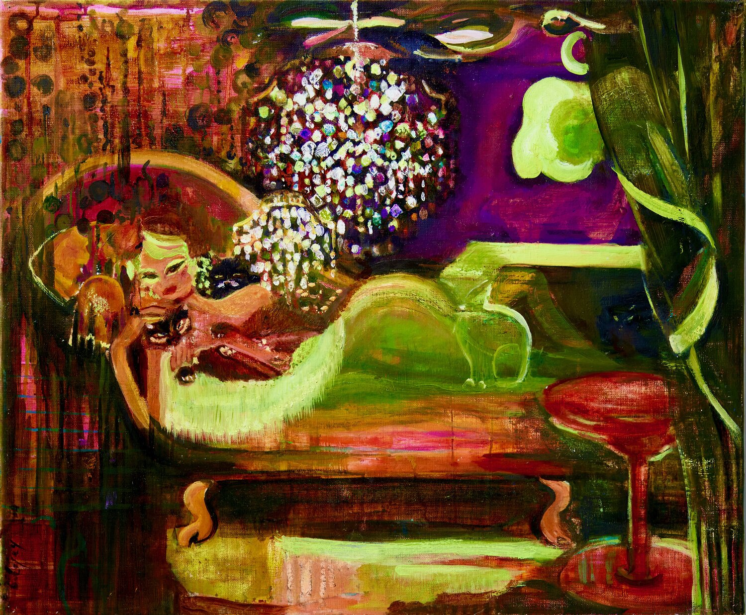 Femme aux chats Laurence LEJAY Original painting for sale
