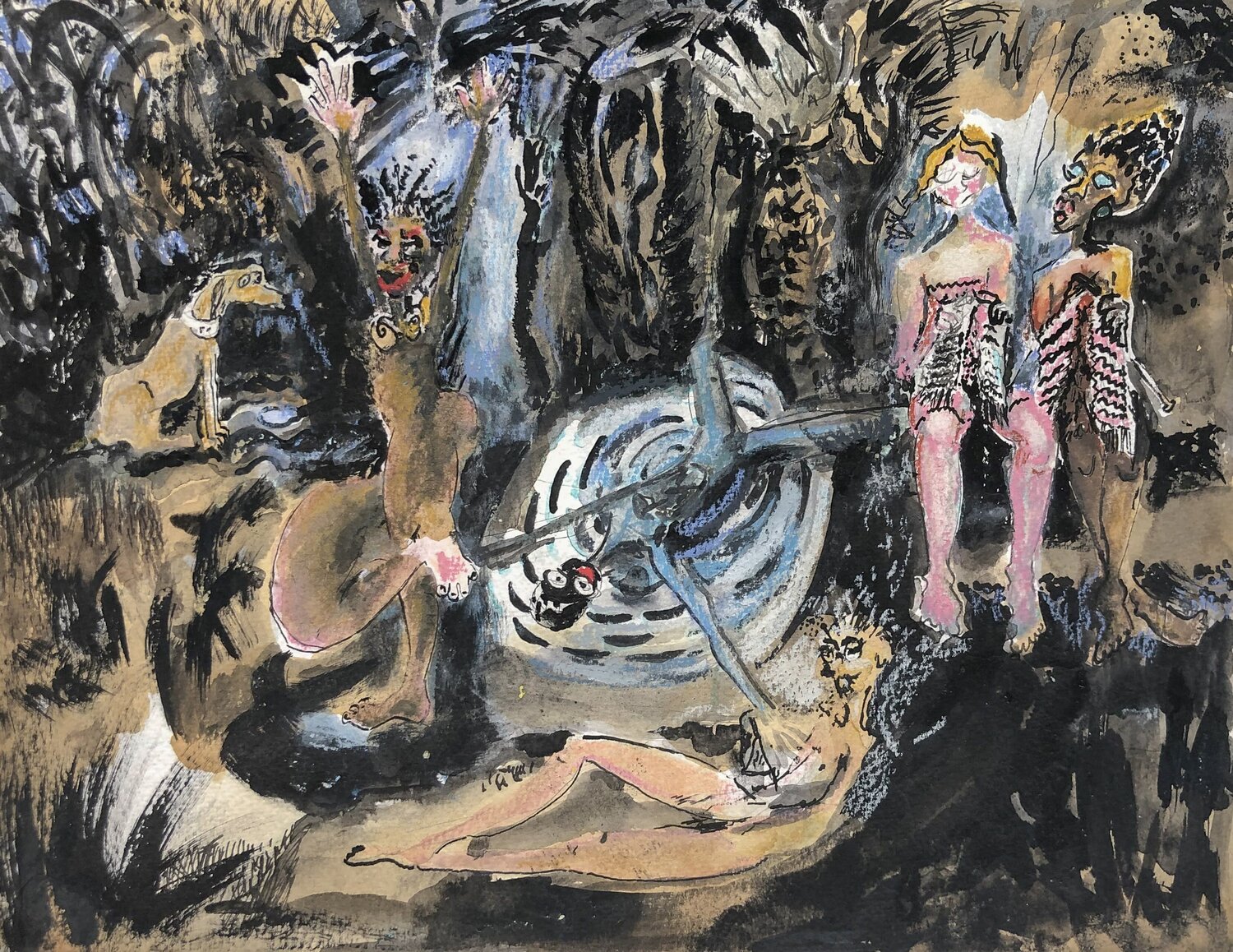 La Veillée Laurence LEJAY Drawing for sale