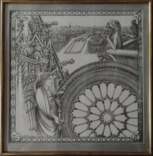 les gardiens de Notre Dame  ou Concrétion de Notre Dame by stéphane morlais, Painting for Sale on Select