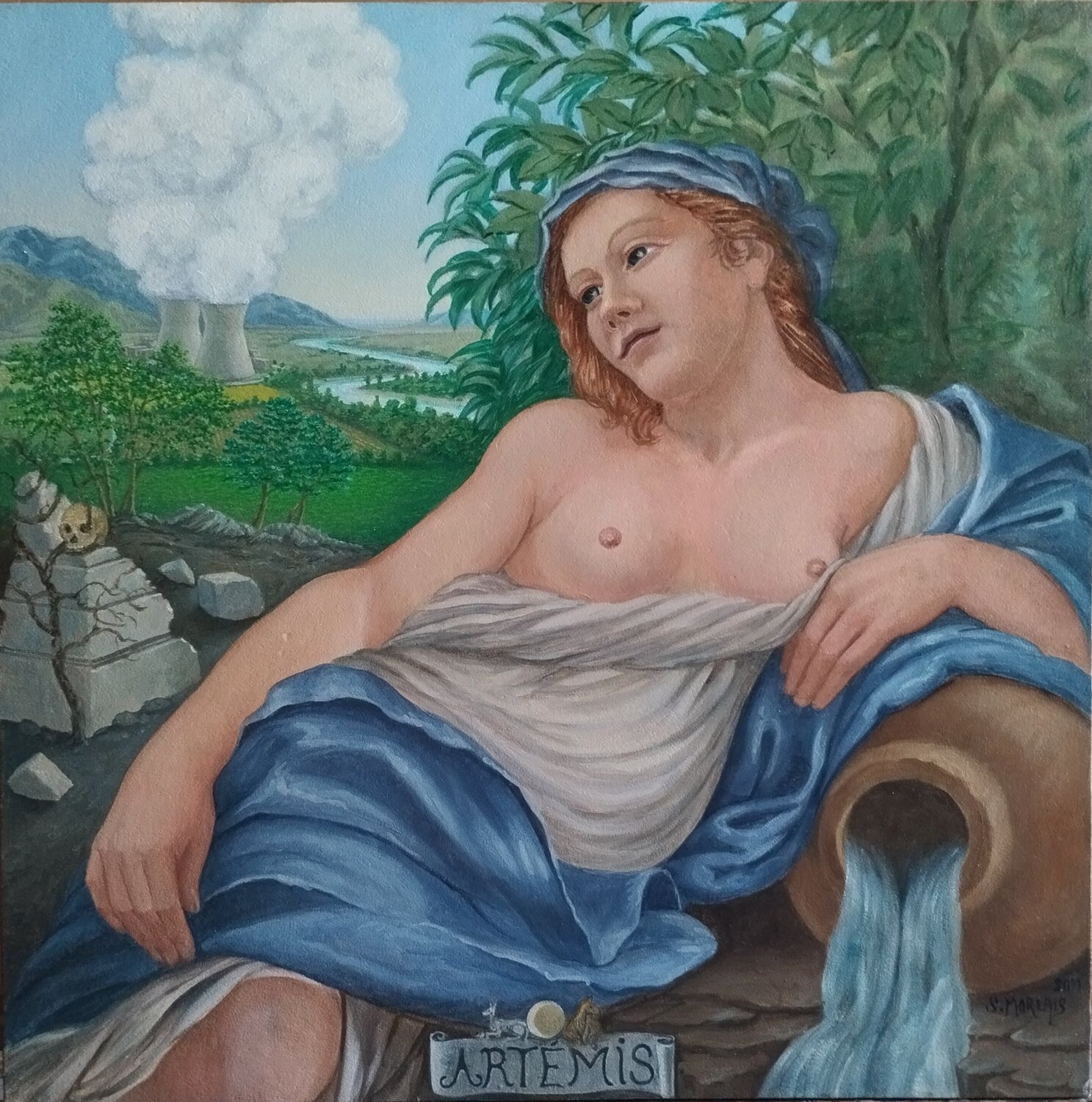 Artémis ou le Nu-cléaire stéphane morlais Original painting for sale