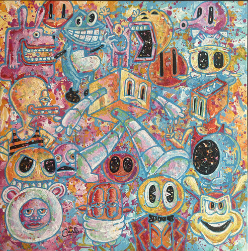 Cube Man by Carl Lozada, Painting for Sale on Select