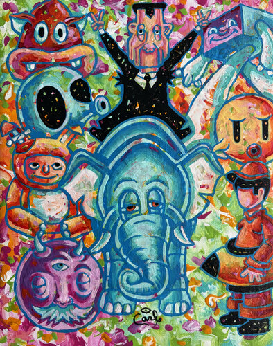 Nixon and the Elephant by Carl Lozada, Painting for Sale on Select