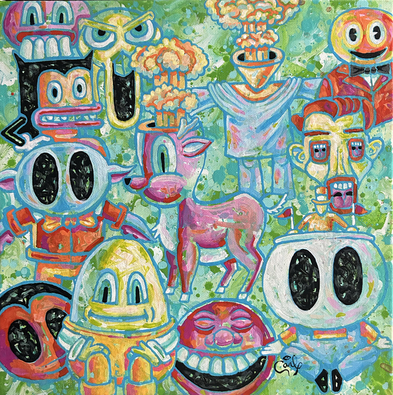 Exploding Baby Deer Brain Carl Lozada Original painting for sale