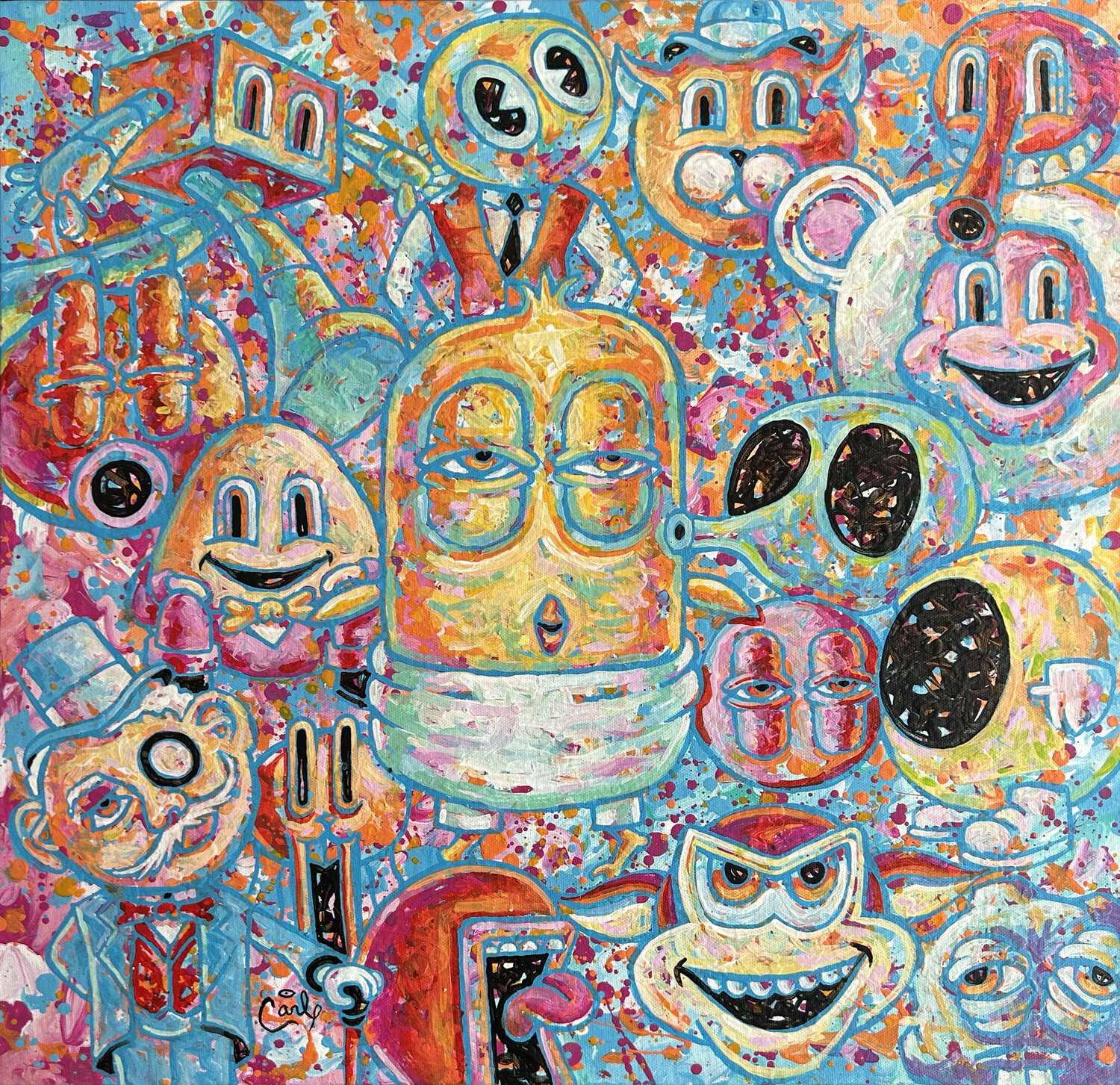 Taut I taw a puddy tat. Carl Lozada Original painting for sale