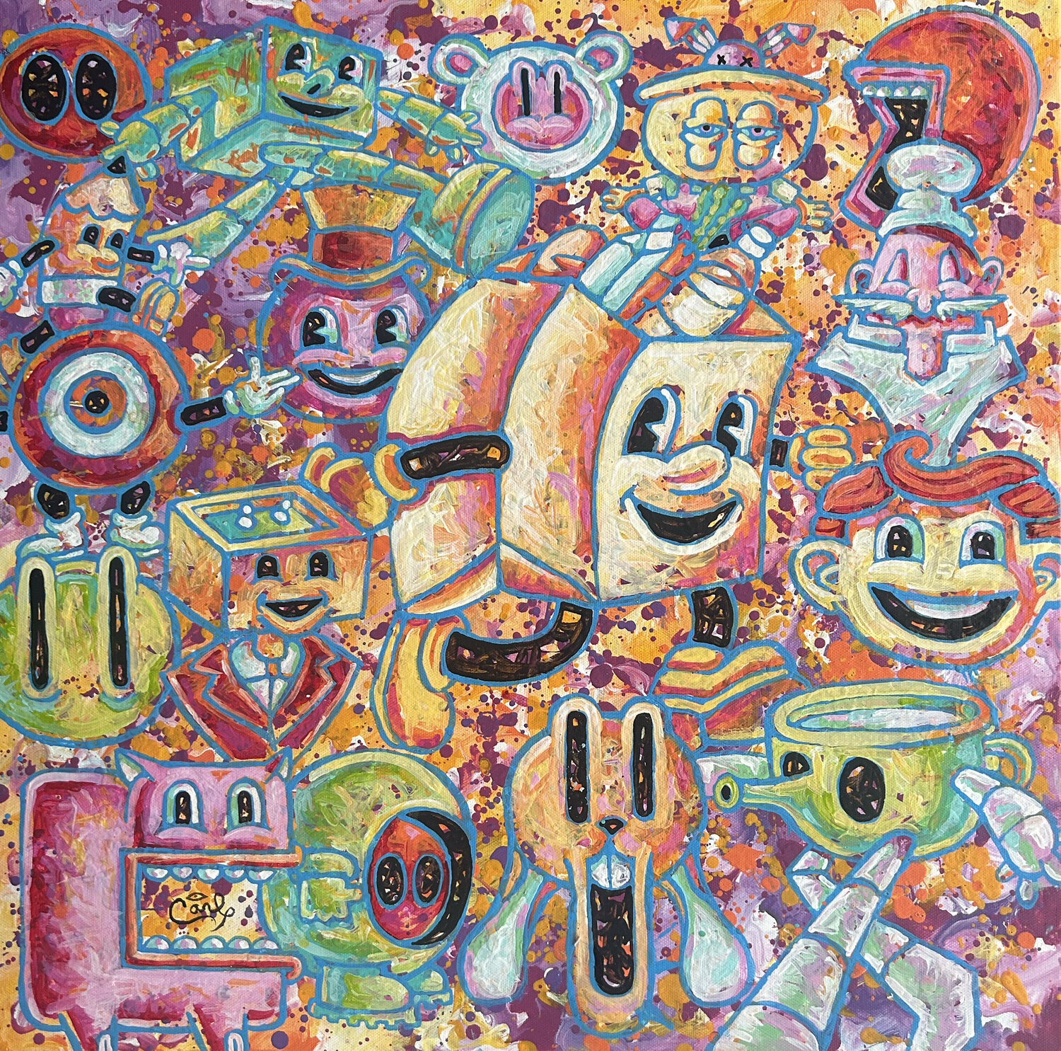 The BoxBoy Carl Lozada Original painting for sale