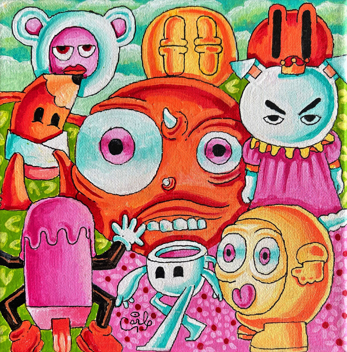 Big Eye Mini Carl Lozada Original painting for sale