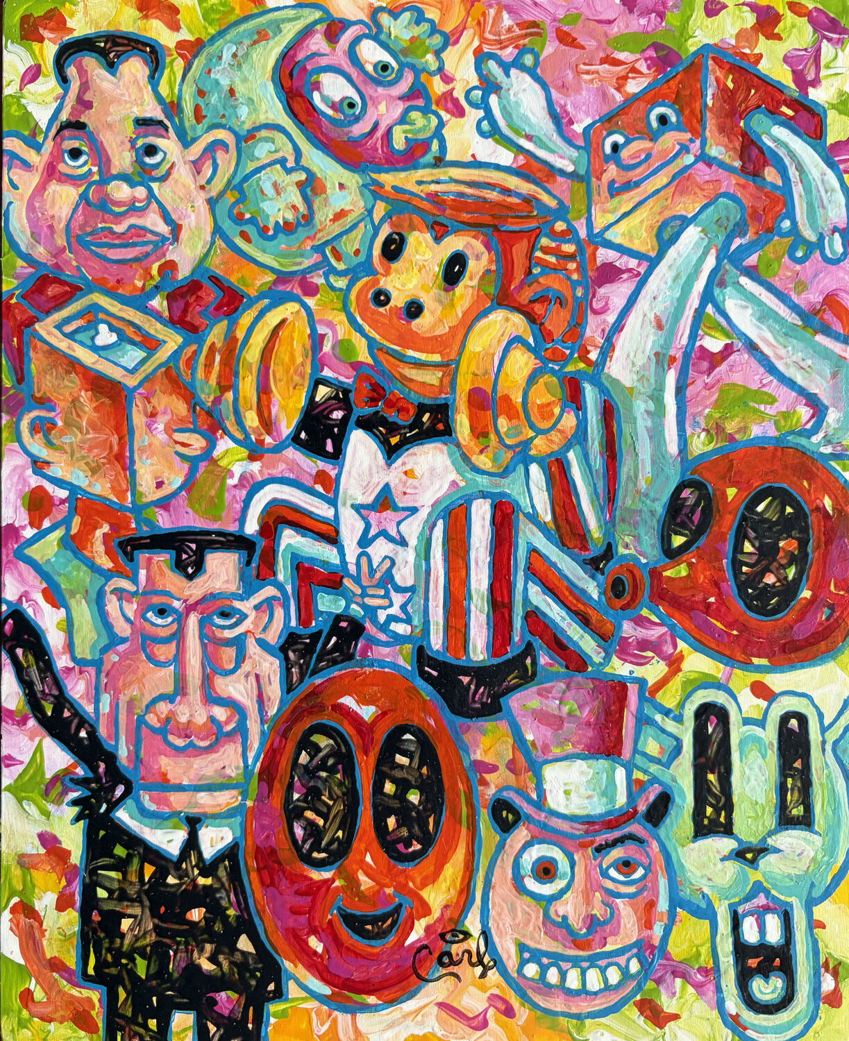 Toy Monkey Carl Lozada Original painting for sale