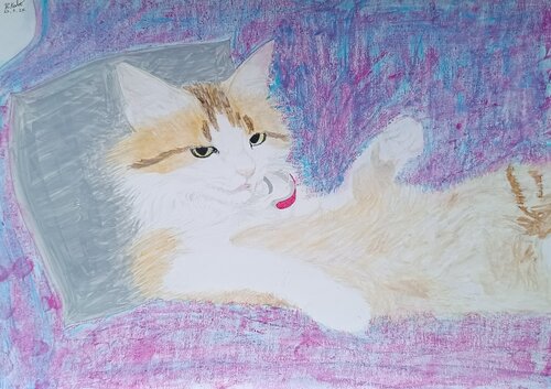 A relaxing cat by Ryohei Kubo, Painting for Sale on Select