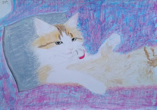 A relaxing cat by Ryohei Kubo, Painting for Sale on Select