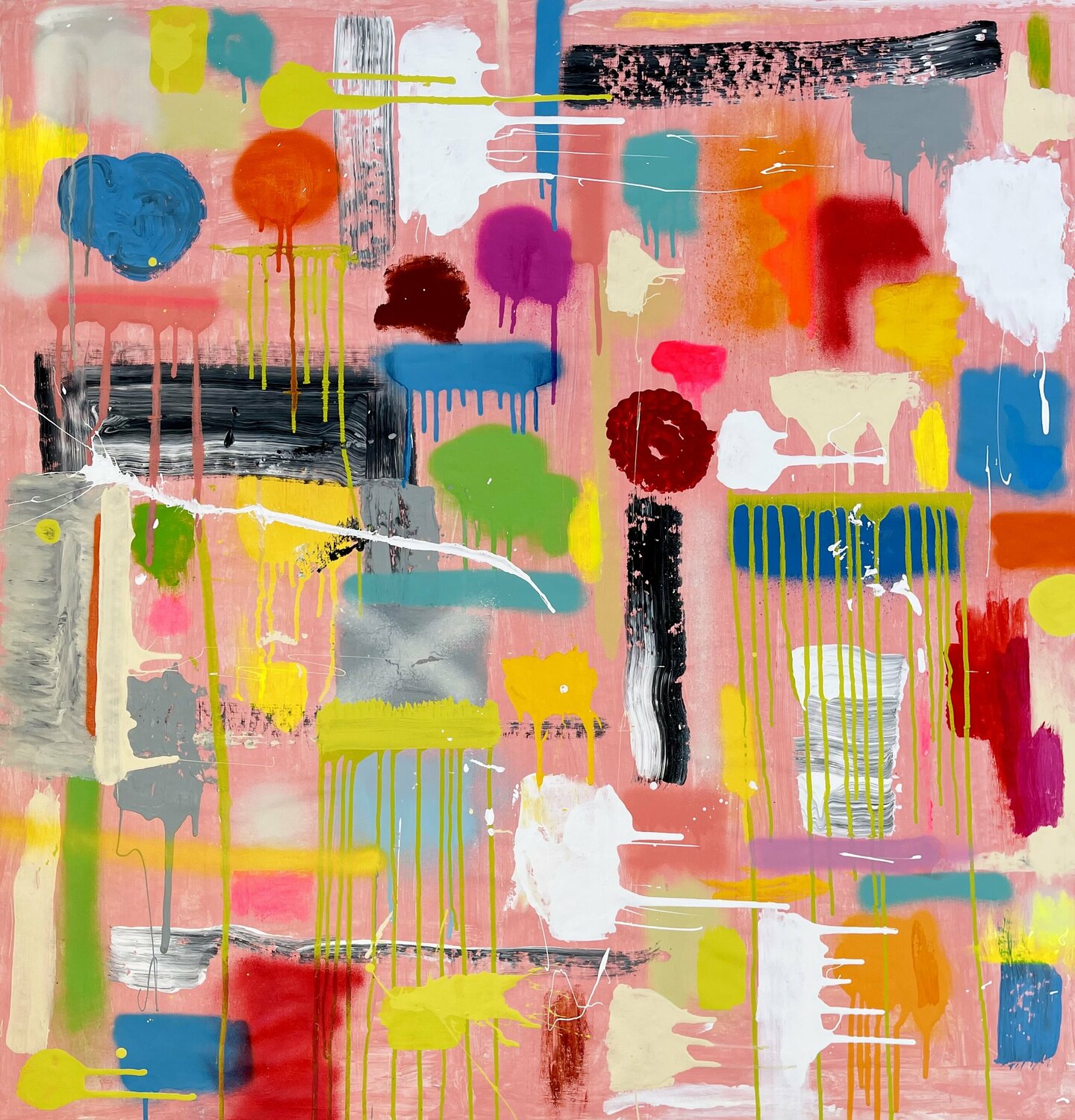Pink Abstract Mercedes Lagunas Original painting for sale