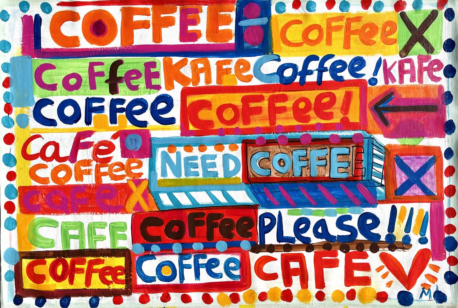 Give me Coffee Mercedes Lagunas Original painting for sale