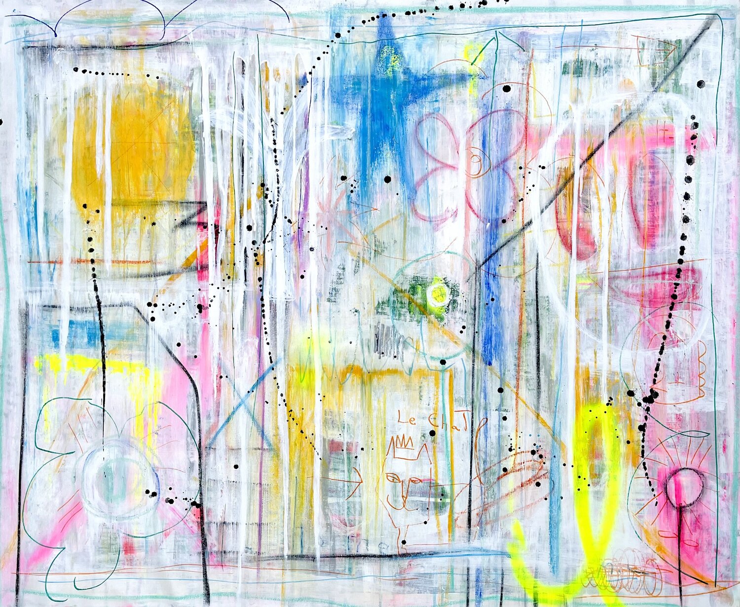Le Chat Orange Mercedes Lagunas Original painting for sale