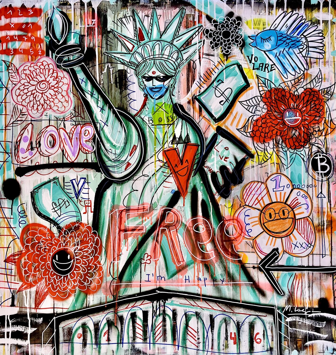 Free & Happy Mercedes Lagunas Original painting for sale