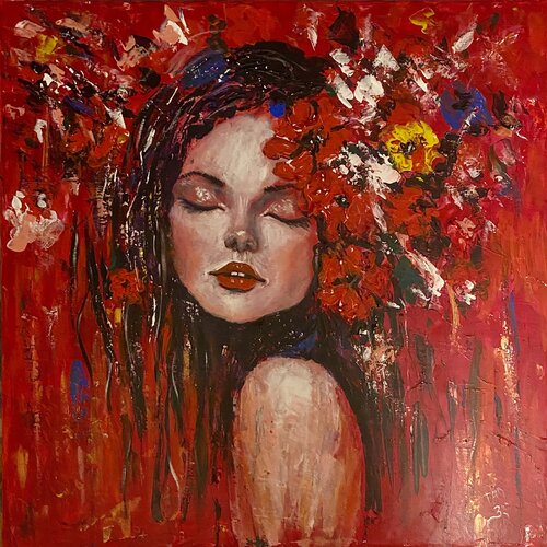 Lady in red by Tanja Olsson, Painting for Sale on Select