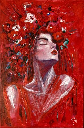Lady in red by Tanja Olsson, Painting for Sale on Select