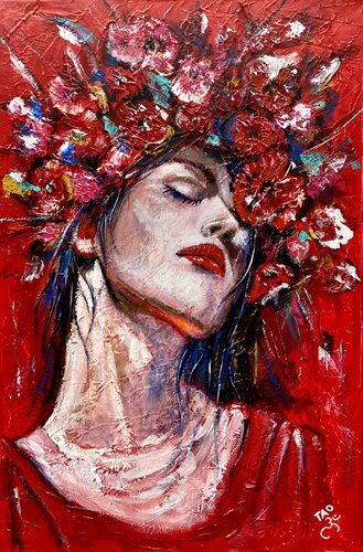 Lady in red V by Tanja Olsson, Painting for Sale on Select