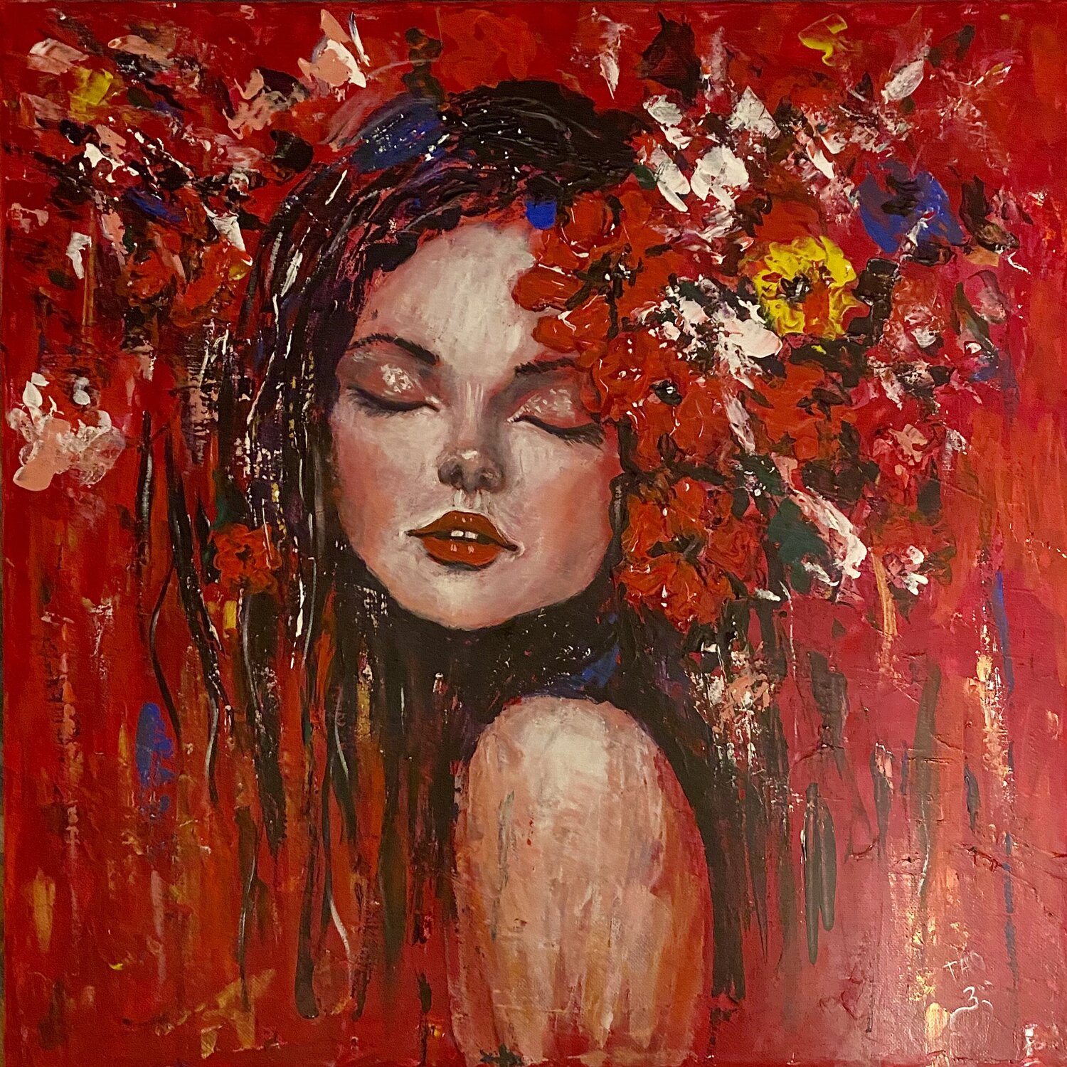 Lady in red Tanja Olsson Original painting for sale