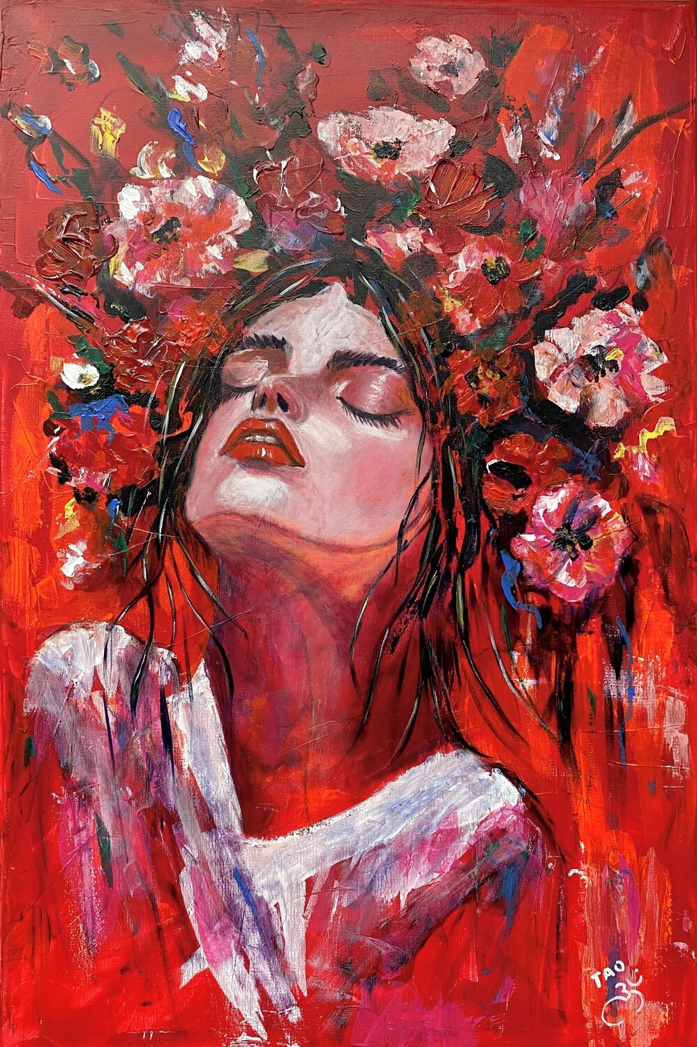 Lady in red VIII Tanja Olsson Original painting for sale