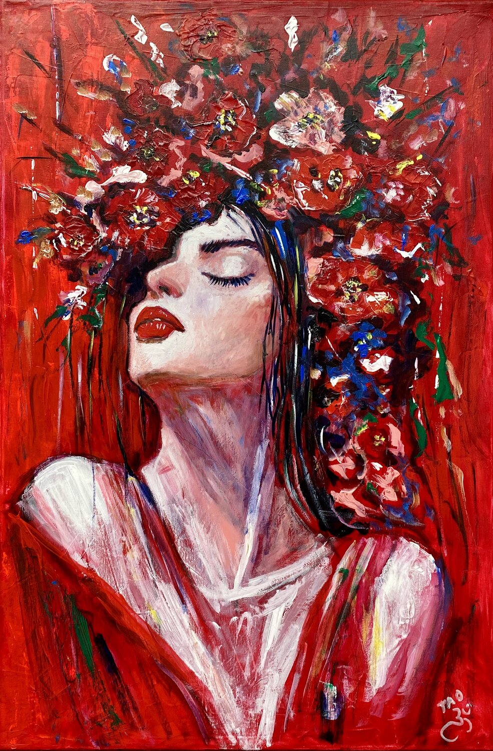 Lady in red VII Tanja Olsson Original painting for sale