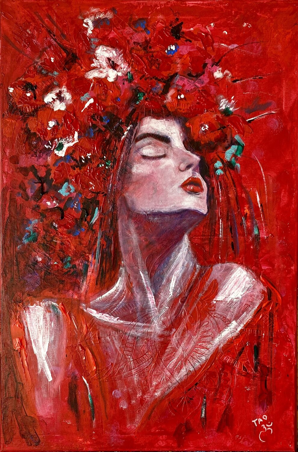 Lady in red Tanja Olsson Original painting for sale