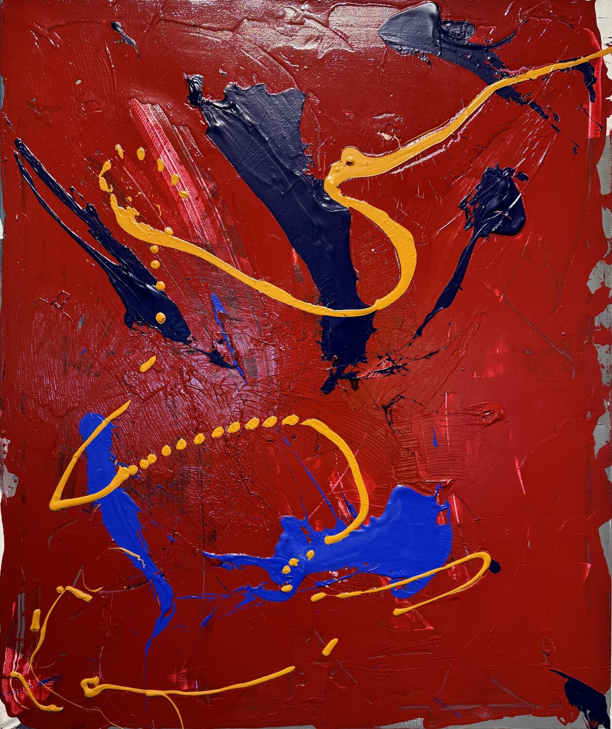 Cirkus red & black 2 David Utzon Original painting for sale