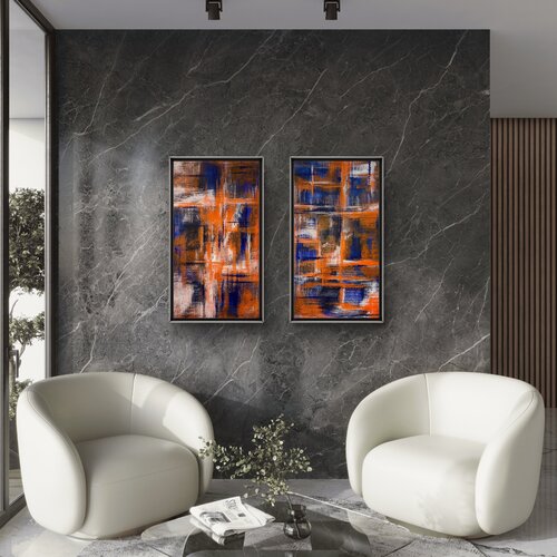 Echoes of Fire Set of two 50x90x2 cm by Exclusive Arts, Painting for Sale on Select