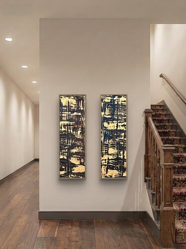 Gold Leaf Set of two 120x32x2 cm by Exclusive Arts, Painting for Sale on Select