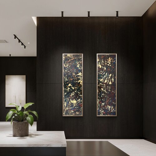 Gold Leaf Set of four 120x32x2 cm by Exclusive Arts, Painting for Sale on Select