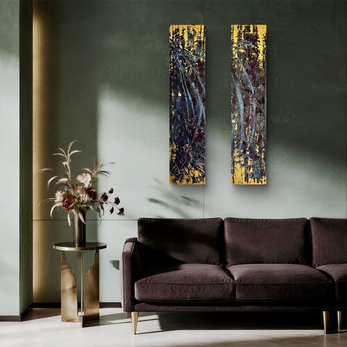 Royal Gold Set of two 120x25x2 cm by Exclusive Arts, Painting for Sale on Select