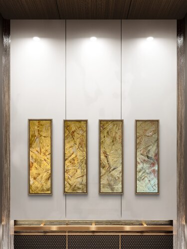 Golden beams Set of four 110x30x2 cm by Exclusive Arts, Painting for Sale on Select