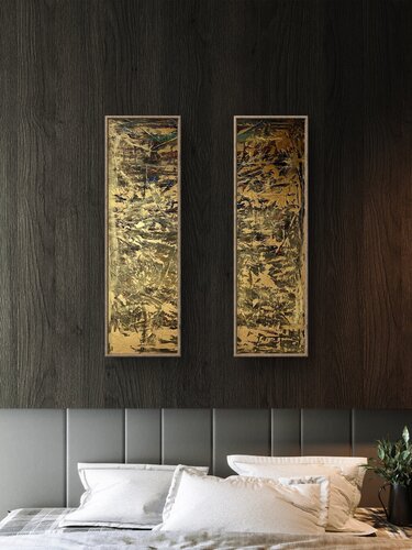 Aurum – Diptychon Set of two 120x30x2 cm by Exclusive Arts, Painting for Sale on Select