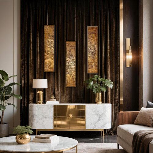 Aurum Symphony Set of three 120x22x2 cm by Exclusive Arts, Painting for Sale on Select