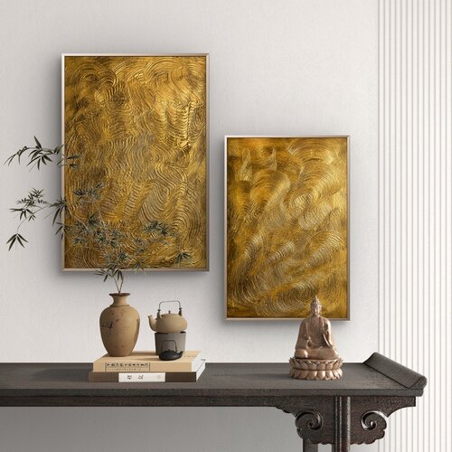 Auric Currents Set of two 90x60x2 cm 80x50x2 cm by Exclusive Arts, Painting for Sale on Select