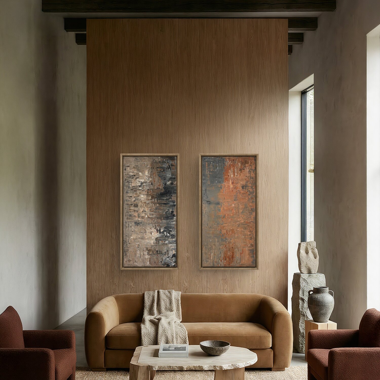 Where Silence Dwells Set of two 100x50x2 cm Exclusive Arts Original painting for sale