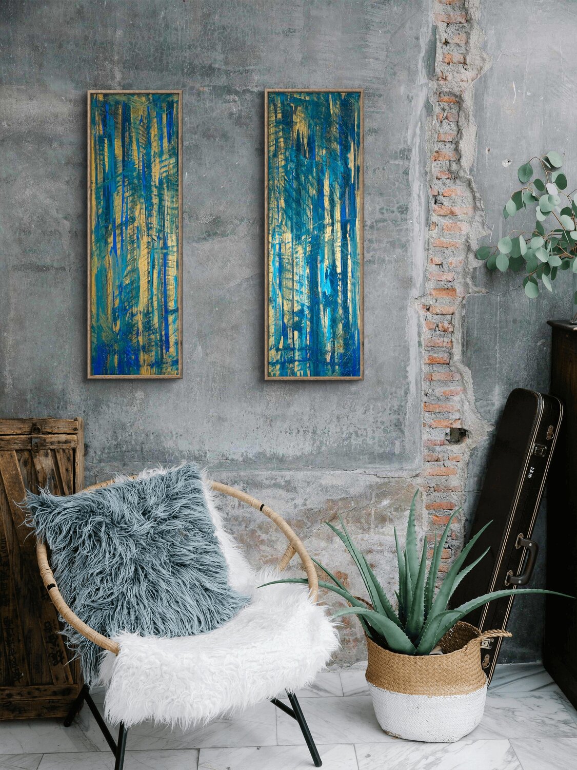Lumière d’Été Set of two 120x35x2 cm Exclusive Arts Original painting for sale
