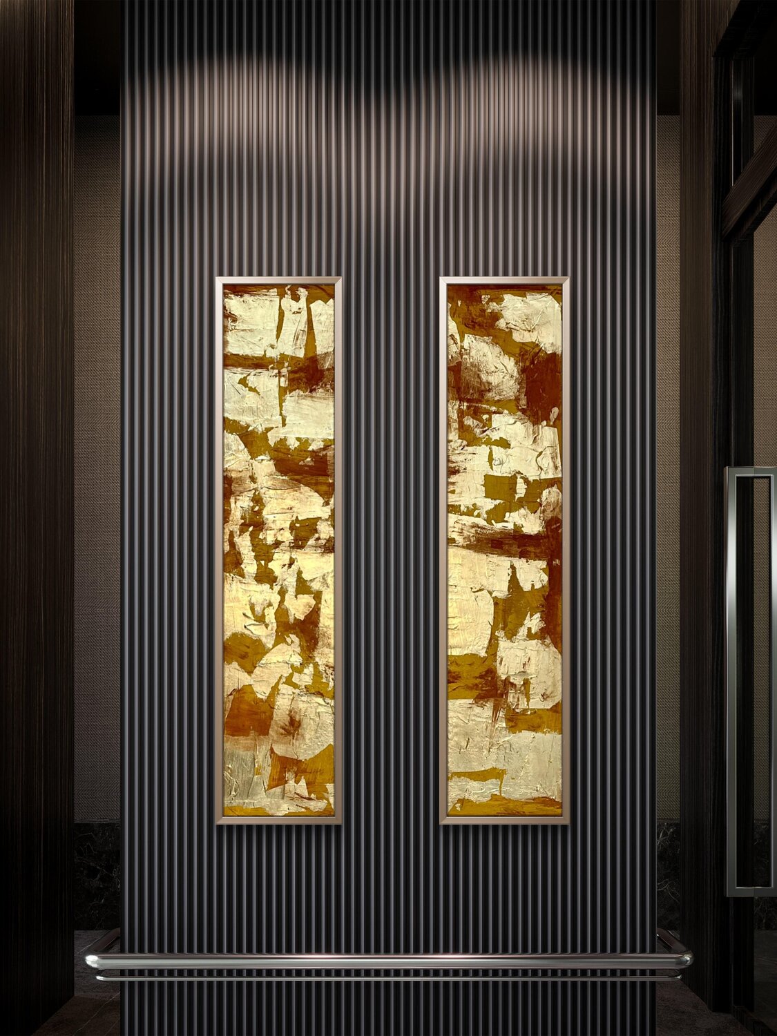 Aurum Duo Set of two 120x25x2 cm Exclusive Arts Original painting for sale