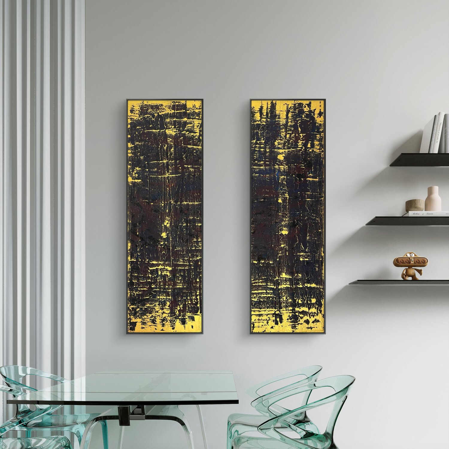 Royal Gold Set of two 120x35x2 cm Exclusive Arts Original painting for sale