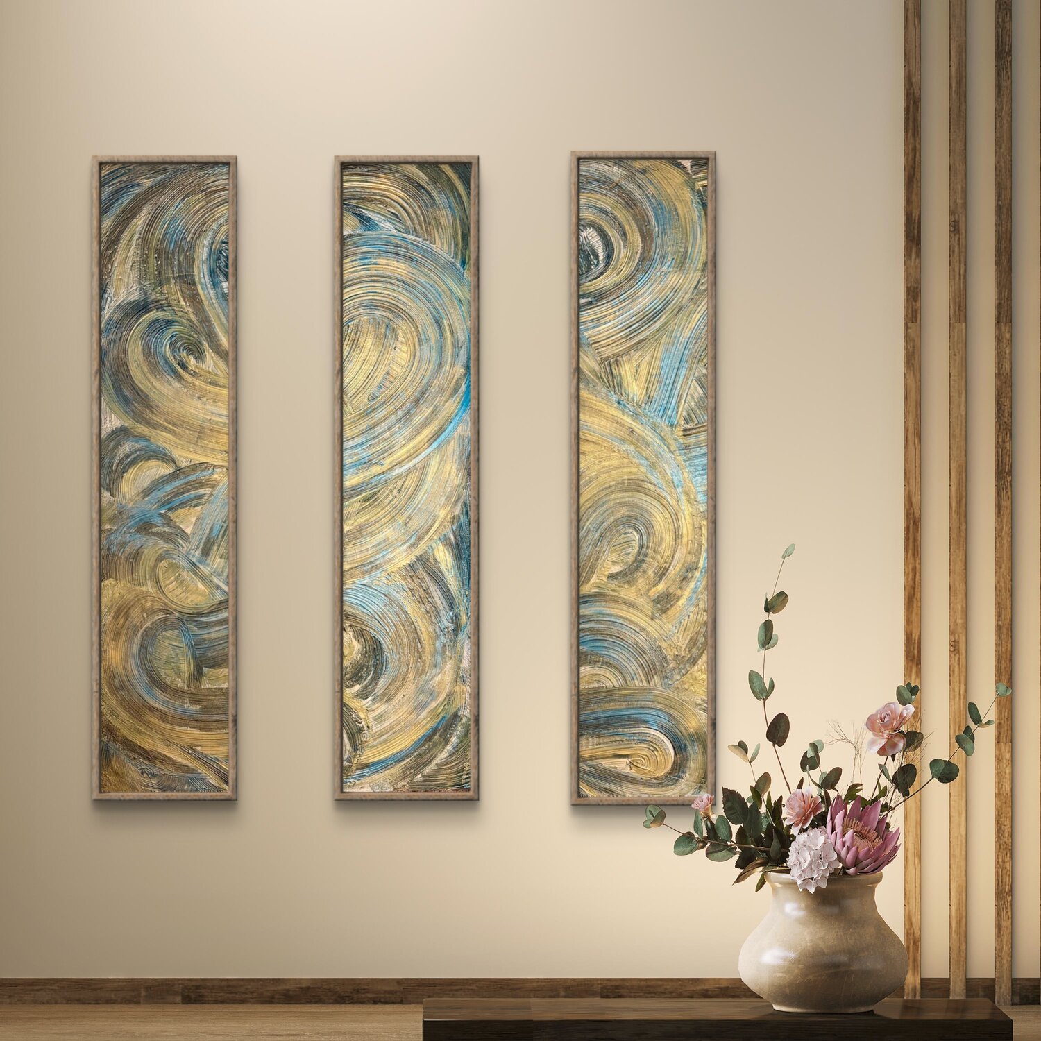 The Rhythm of Light Set of Three 120x22x2 cm Exclusive Arts Original painting for sale