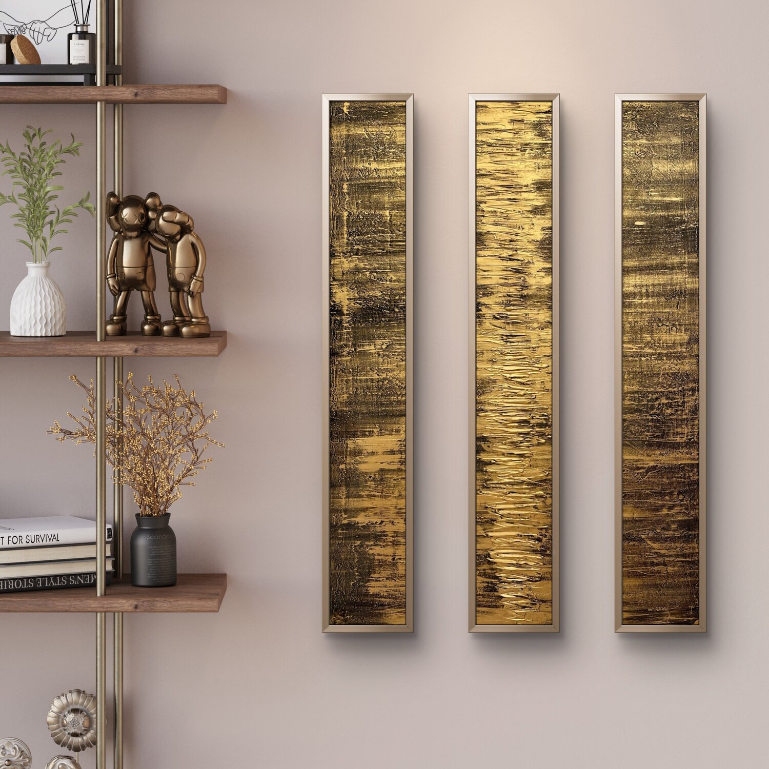 Aurum lines Set of three 120х15х2 cm Exclusive Arts Original painting for sale