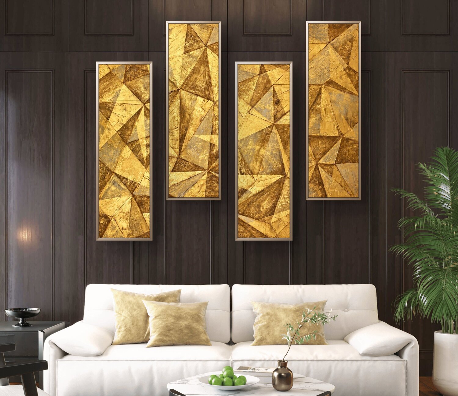 Aureate Facets – Set of Four Exclusive Arts Original painting for sale