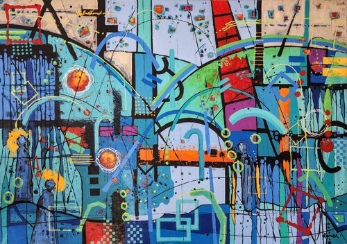 Evanesence of Time - Large Colorful Artwork by Karnish Art, Painting for Sale on Select