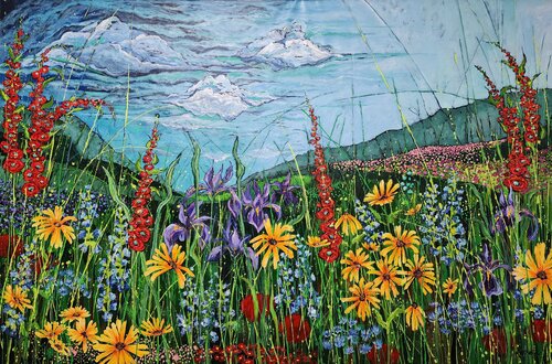 Hope - Floral strewn landscape after the Storm - Extra large by Karnish Art, Painting for Sale on Select