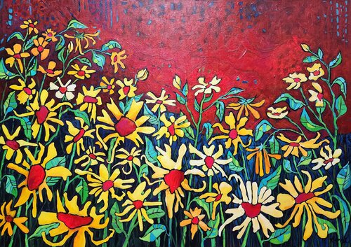 I carry you in my heart - Floral delight by Karnish Art, Painting for Sale on Select